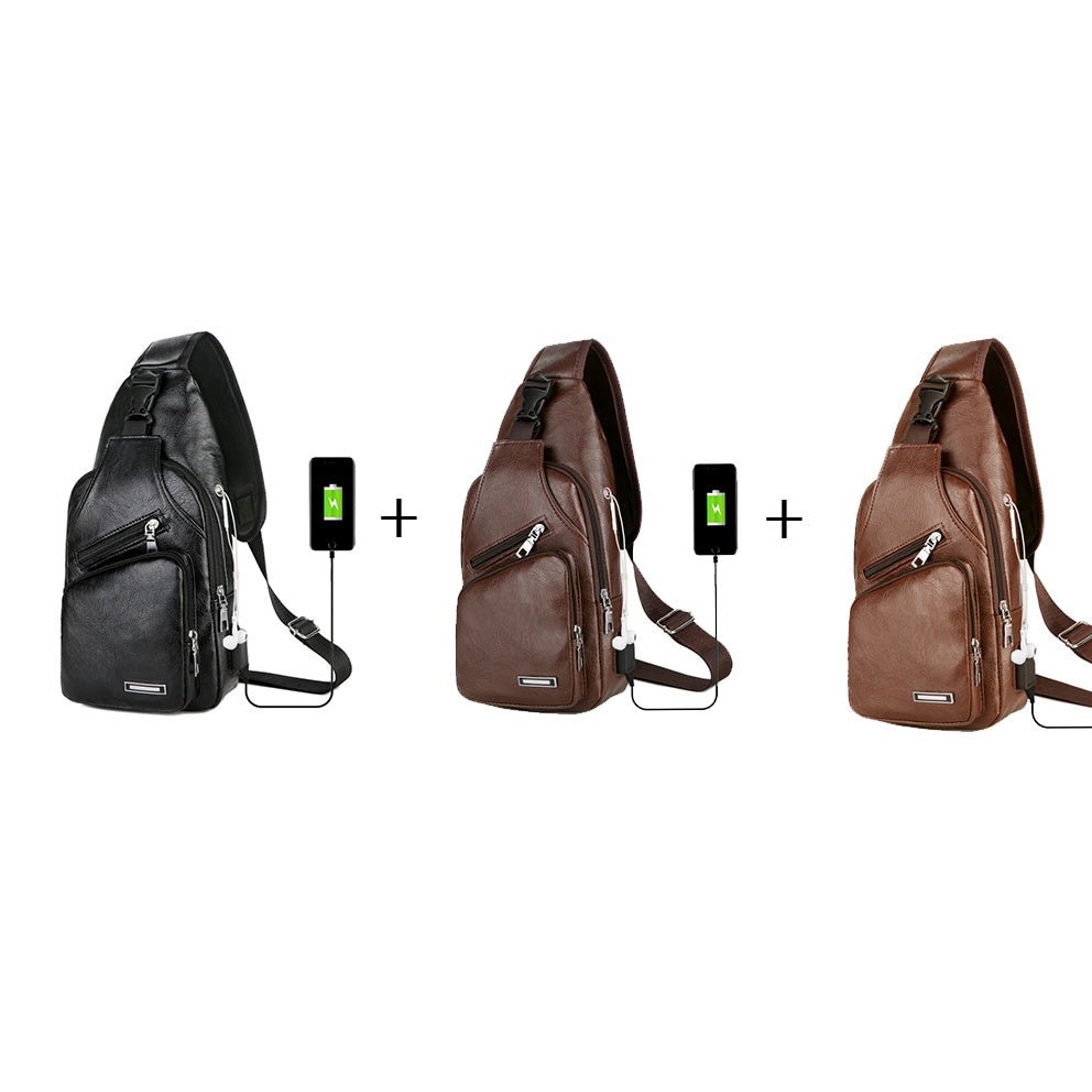 USB Portable Charging Chest Bag – Anti-Theft Crossbody Messenger Sling with Built-In USB Port