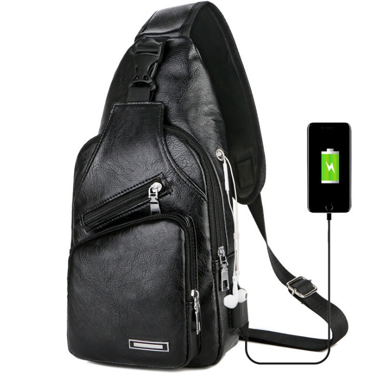 USB Portable Charging Chest Bag – Anti-Theft Crossbody Messenger Sling with Built-In USB Port