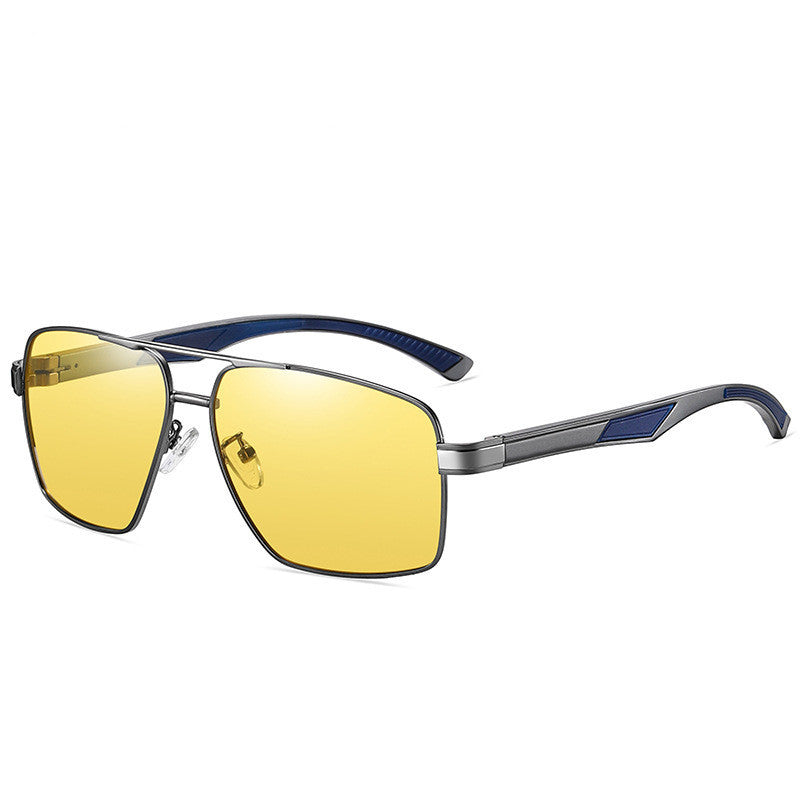 Fashion Metal Large Frame Men's Double Beam Driving Night Vision Sunglasses
