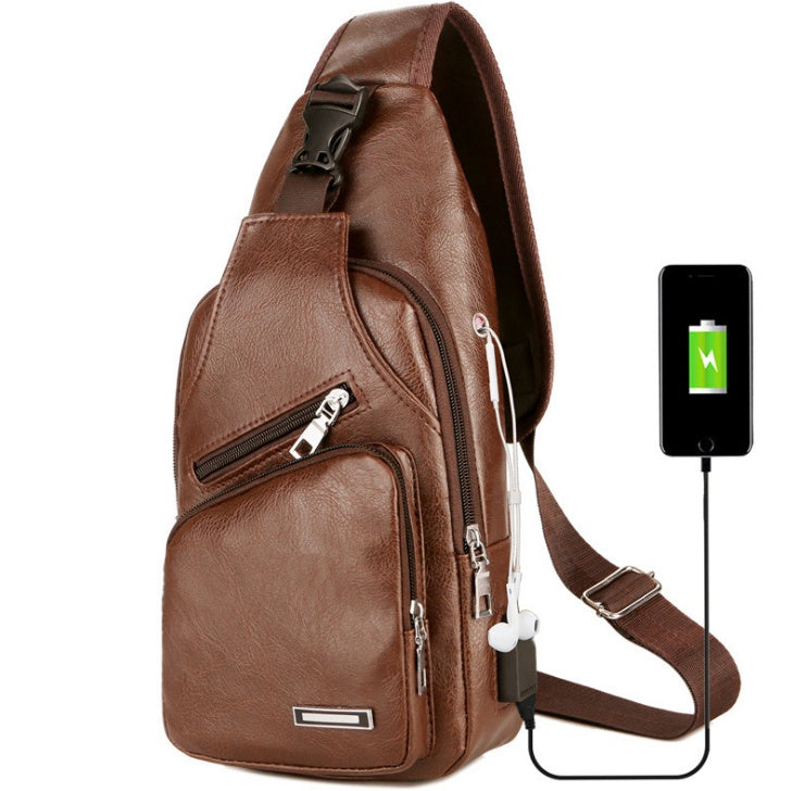 USB Portable Charging Chest Bag – Anti-Theft Crossbody Messenger Sling with Built-In USB Port