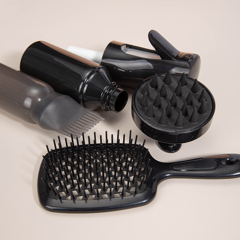 4-Piece Hair Care Kit — High-Pressure Spray Bottle, Silicone Shampoo Brush + Hollow Comb Set