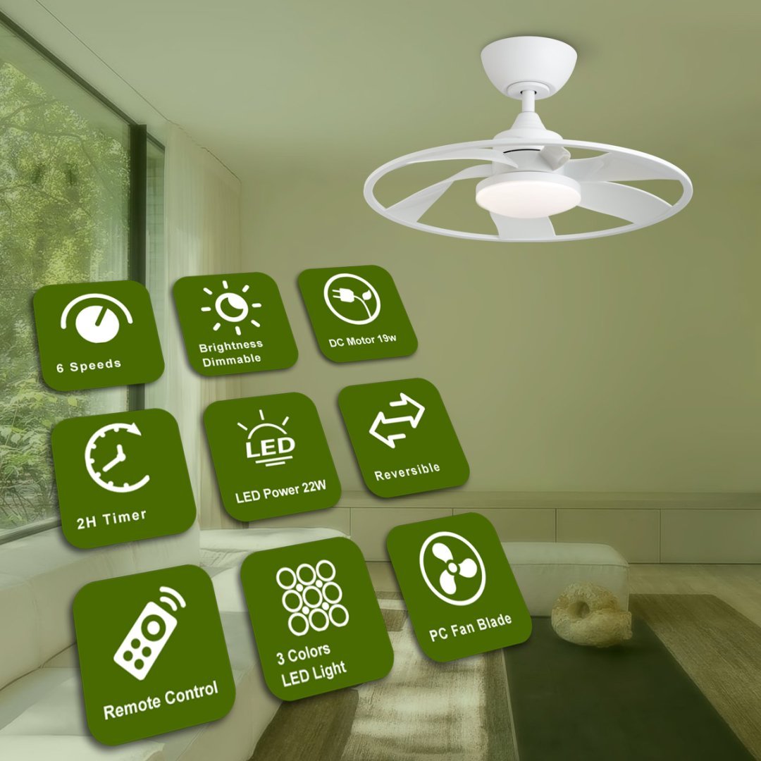 LightPro 22″ LED Smart Ceiling Fan — Small-Space Cooling, Big Performance