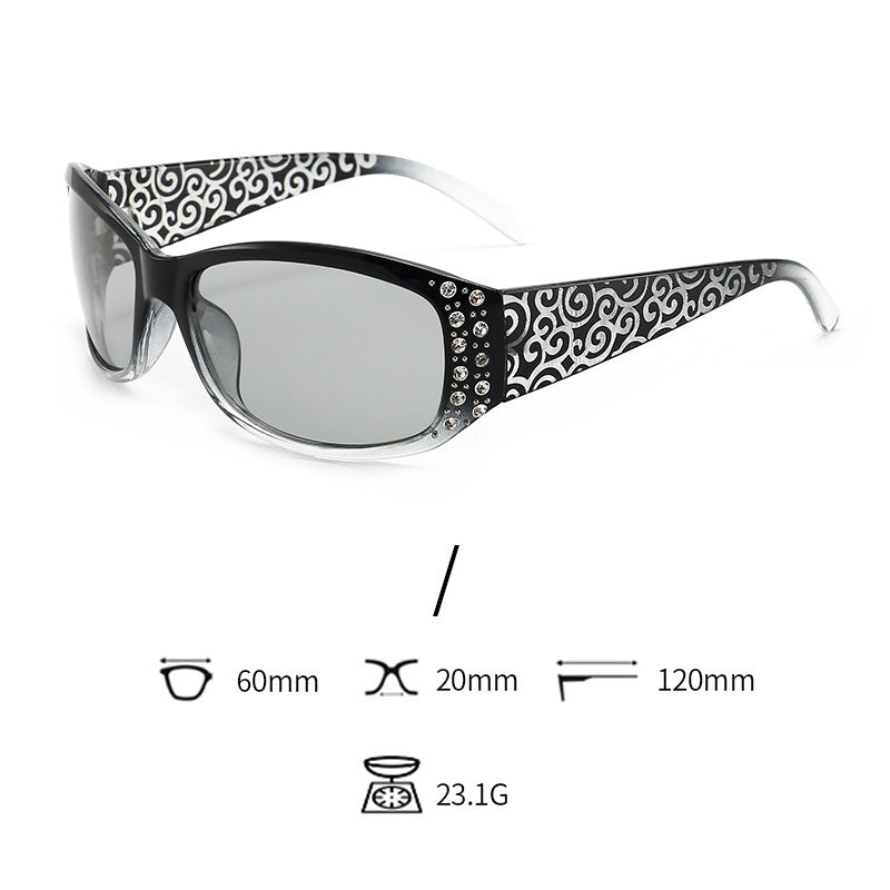 Classic Fashionable Polarized Sunglasses Women's Diamond Retro Night Vision