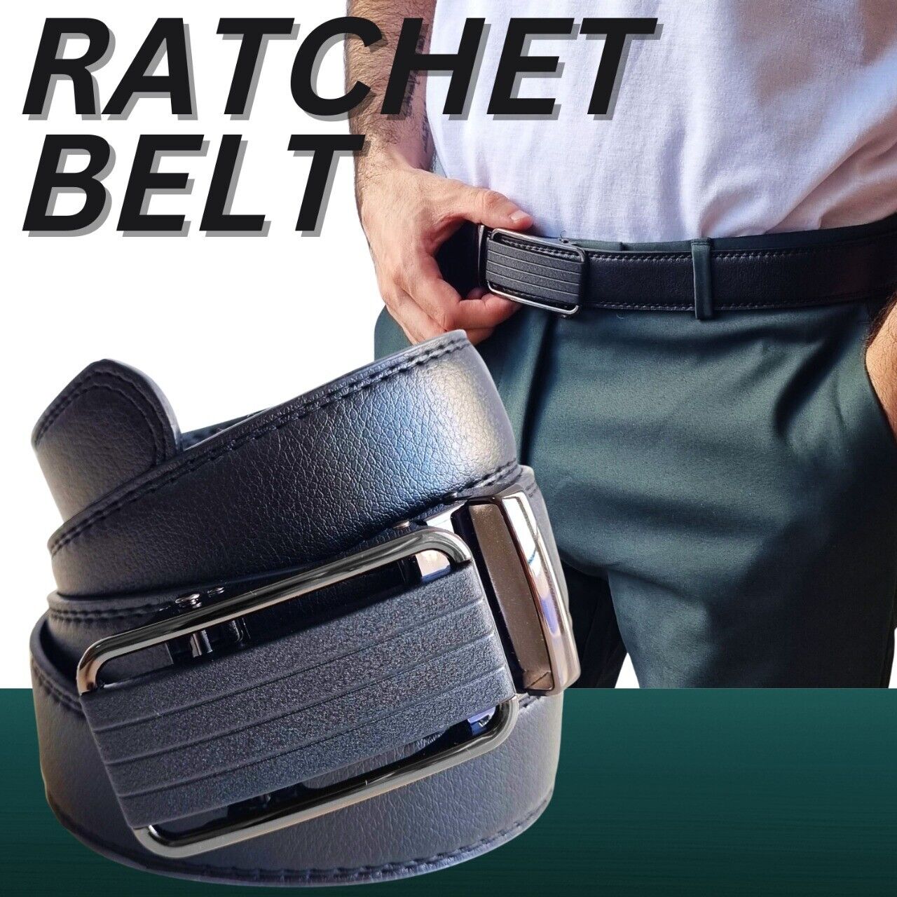 Men's Ratchet Belt Leather Mens Belt With Slide Buckle Ratchet Belts For Men USA