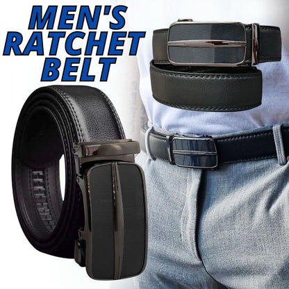 Microfiber Leather Mens Ratchet Belt Belts For Men Adjustable Size, Slide Buckle