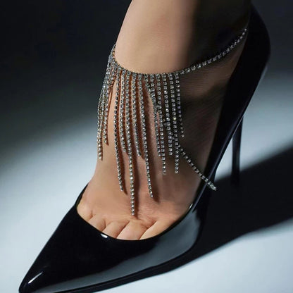 Sparkling Full Diamond Heels Fringe Anklet