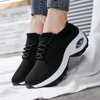 Women's Flying Knit Sports Shoes with Sock-Like Fit and Shaking Sole