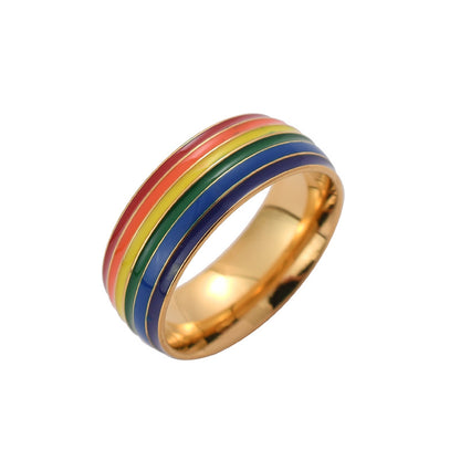 Same Sex Rainbow Ring 18K Gold Plated Cheerleader Ring