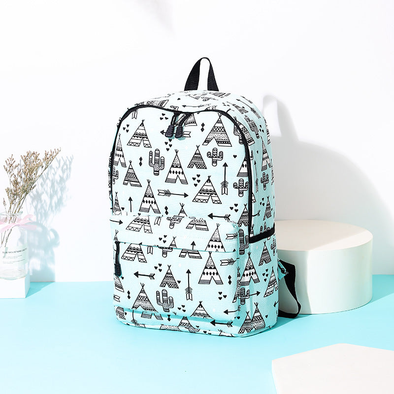 Printed canvas backpack