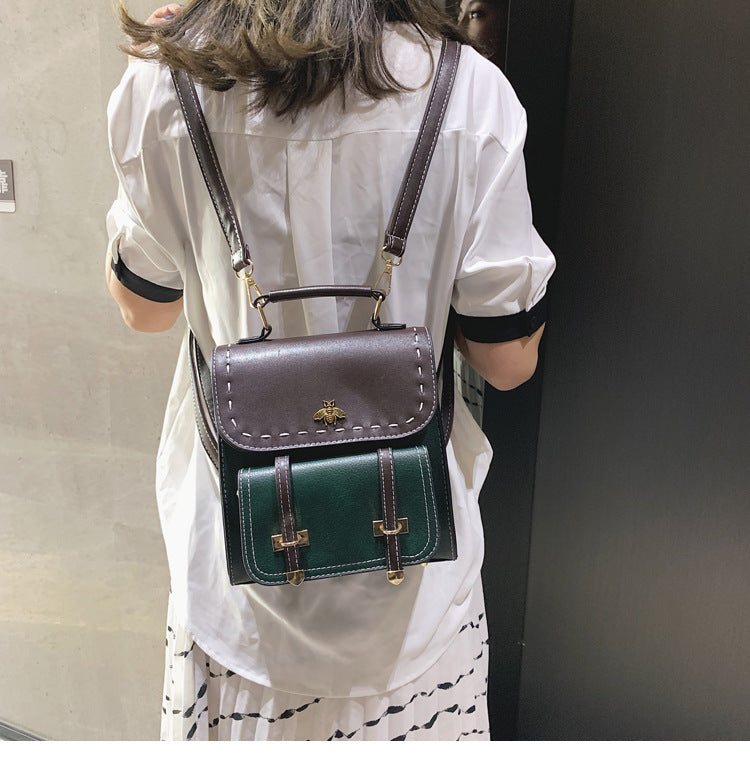 Vintage Pu Leather Women Backpack Simple Preppy Style Backpack