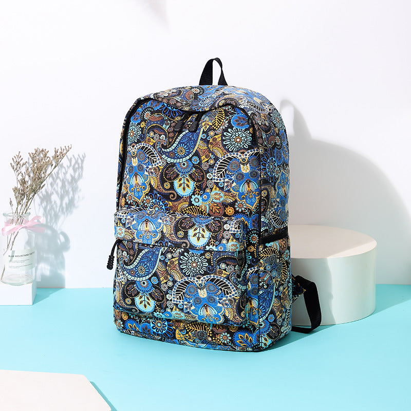 Printed canvas backpack