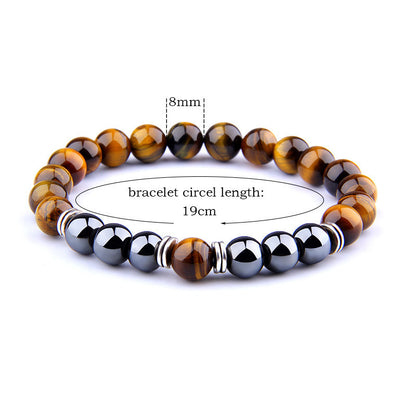 Explosion-Style Yellow Tiger Eye & Black Obsidian Elastic Bracelet — Bold & Protective Beaded Design