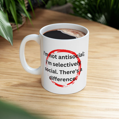 Not Antisocial" Mug for Selective Socializers