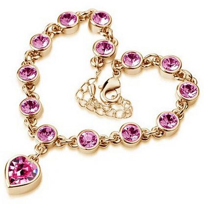 Crystal peach heart sparkling diamond all-match bracelet