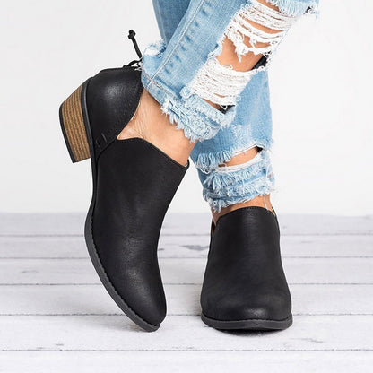 Women's Retro High Heel Ankle Boots – Faux Suede Autumn Shoes