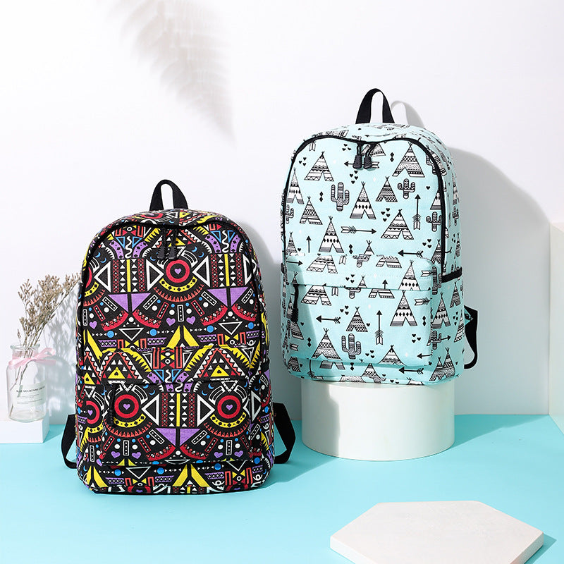 Printed canvas backpack