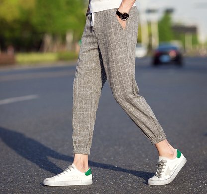 Casual Ankle-Length Plaid Pants Men Trousers Hip Hop Jogger Pants Men Sweatpants Streetwear Men Pants Trousers