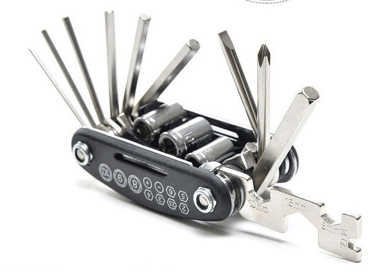 16-in-1 Bicycle Repair Multi-Tool — Folding Bike Maintenance Combo Kit