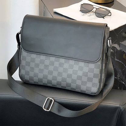 Men S Shoulder Bag Leather Plaid