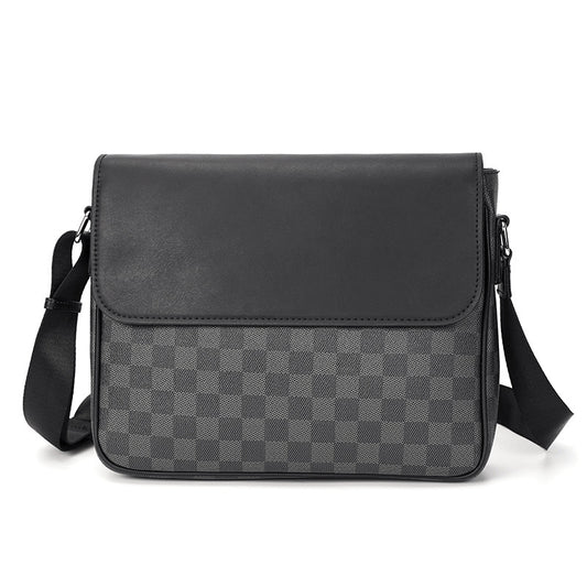 Men S Shoulder Bag Leather Plaid