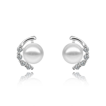 Sparkling Diamond Pearl Earrings Femininity Korean Personality Gift Earrings