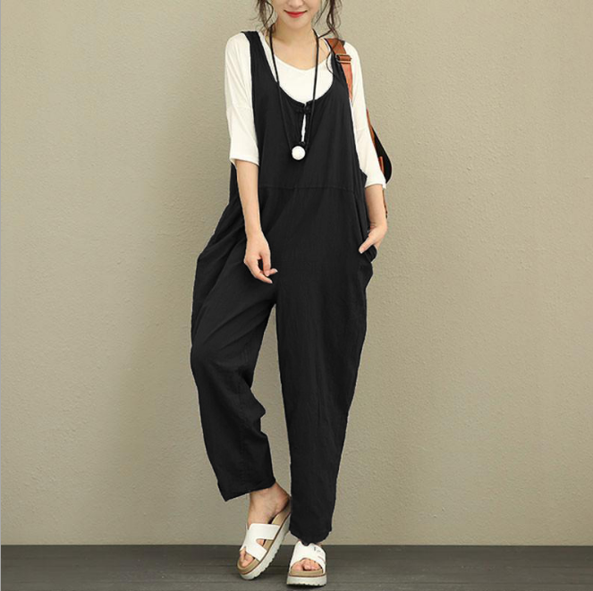 Bib Plus Fat Plus Size Women's Loose Casual Pants Bib Trousers