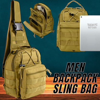 Mens Backpack Waterproof Tactical Sling Chest Pack Shoulder Bag Outdoor Hiking