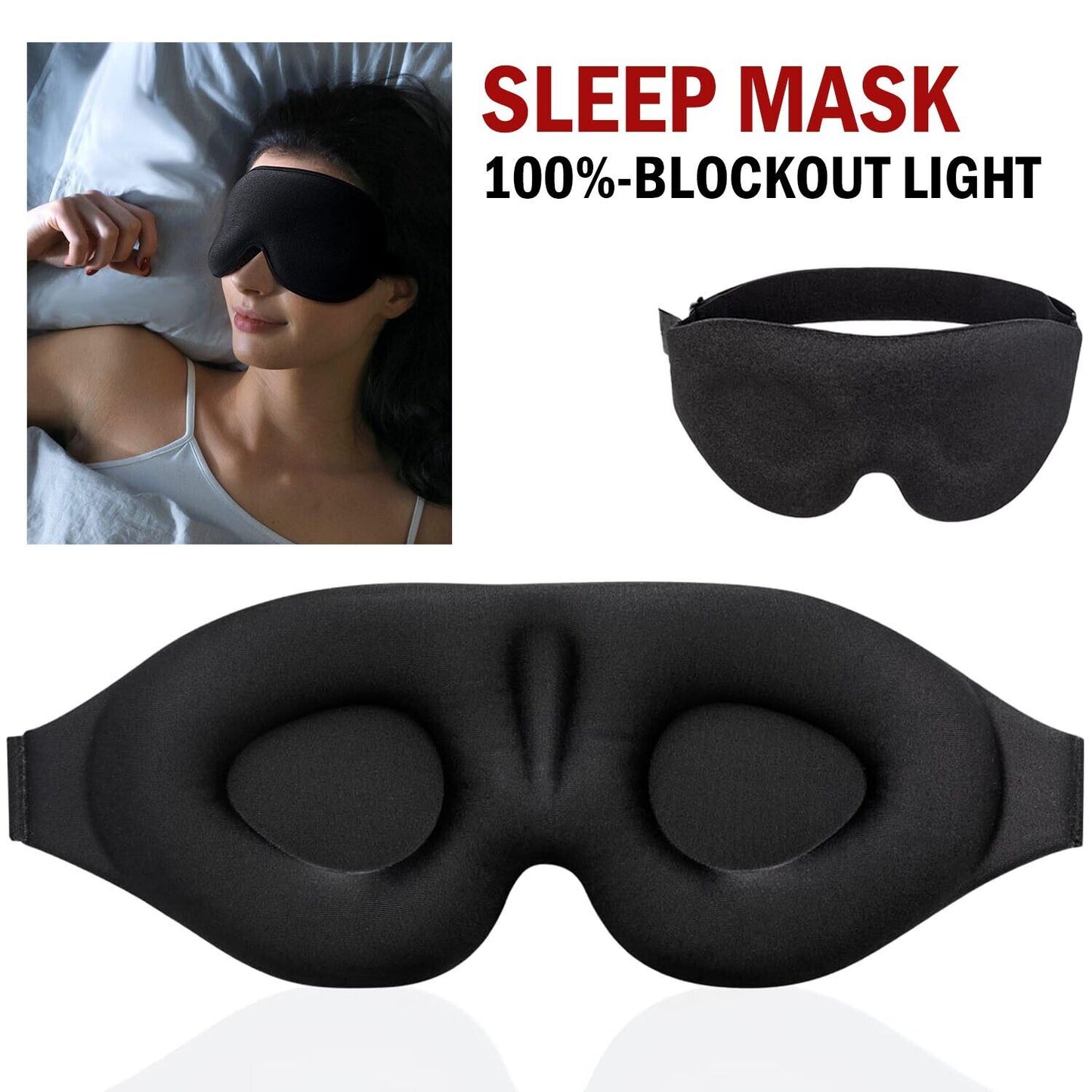 3D Sleep Mask For Men & Women Eye Mask For Sleeping Blindfold Travel Accessories