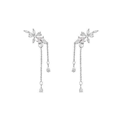 Super Sparkling Zircon Wing Earrings For Women's Advanced