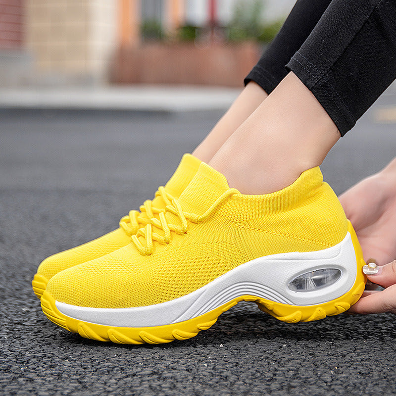 Women's Flying Knit Sports Shoes with Sock-Like Fit and Shaking Sole