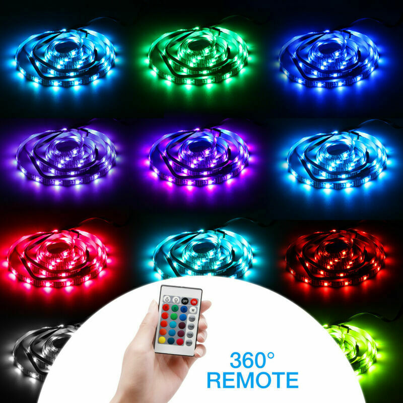 4x50CM USB 5V RGB LED Strip Background Light Remote Kit For TV Computer Lamp