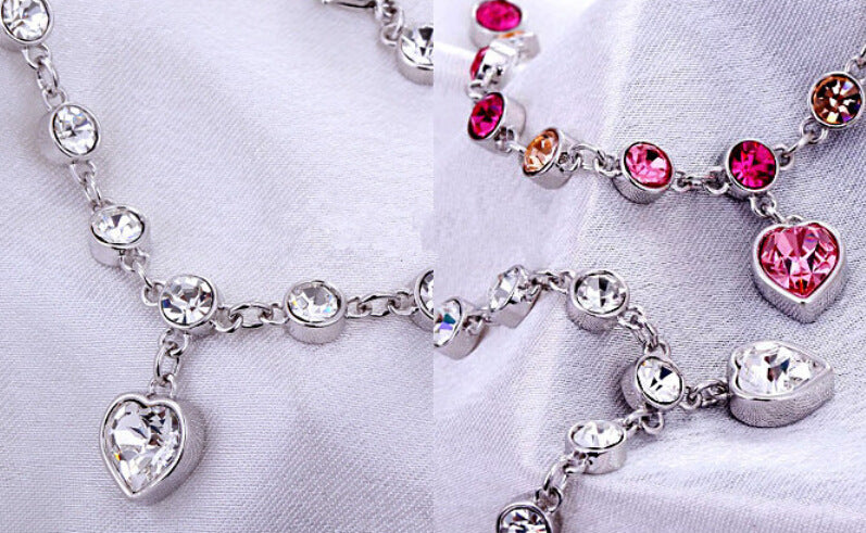 Crystal peach heart sparkling diamond all-match bracelet