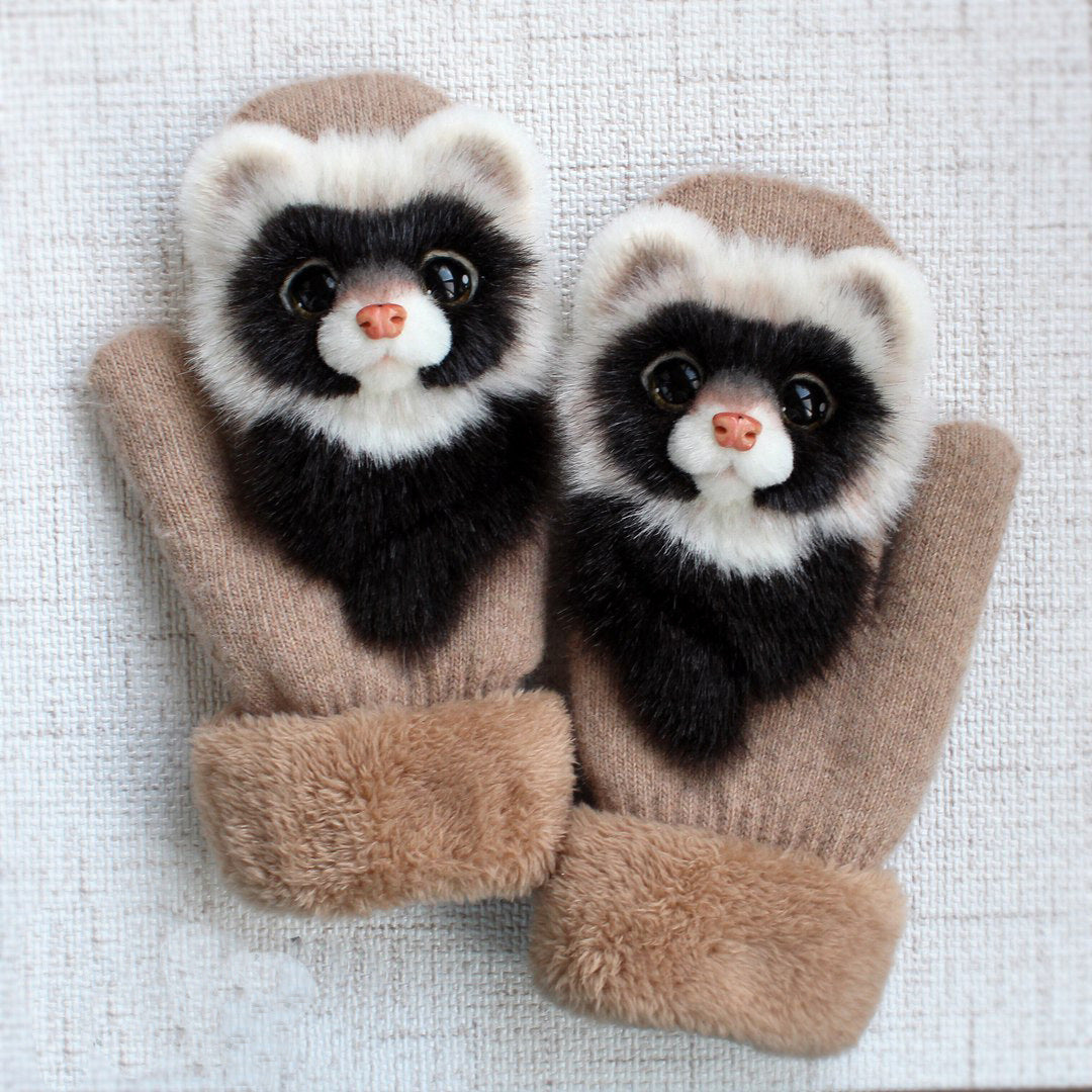 Cartoon Animal Autumn And Winter Warm Mittens