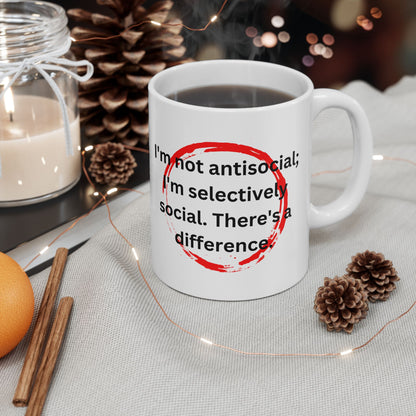 Not Antisocial" Mug for Selective Socializers