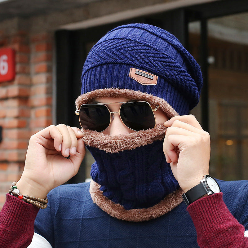 Men's Knitted Wool Hat Casual Warm Bib