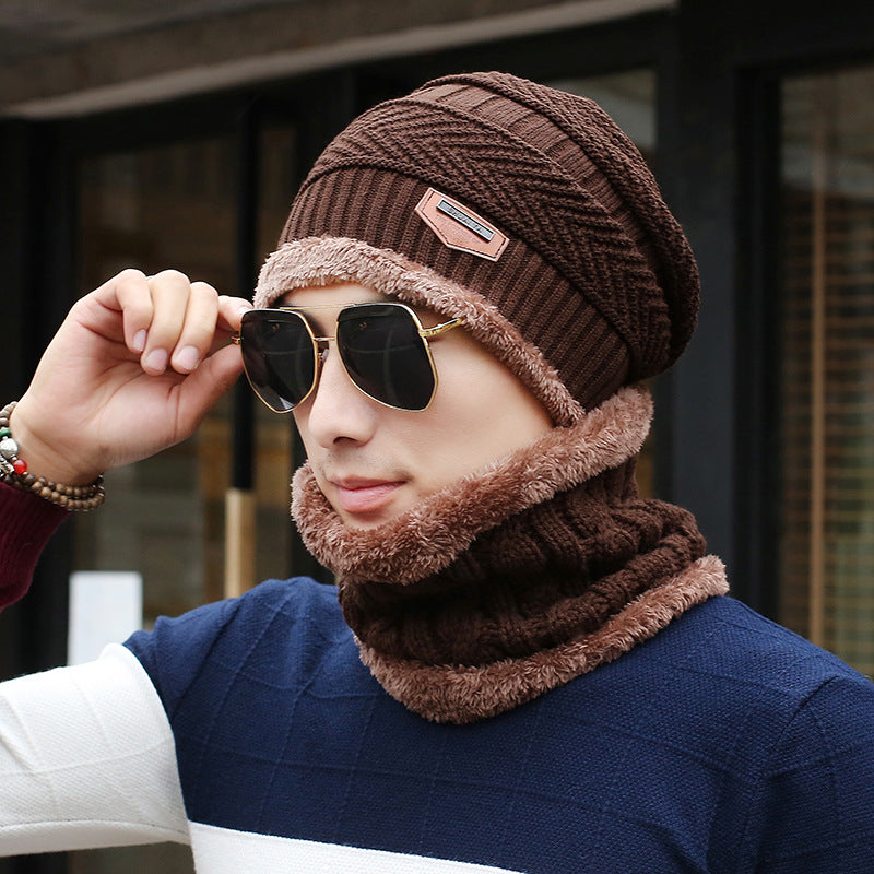 Men's Knitted Wool Hat Casual Warm Bib