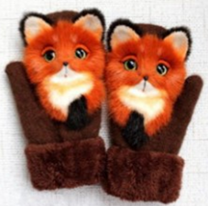 Cartoon Animal Autumn And Winter Warm Mittens