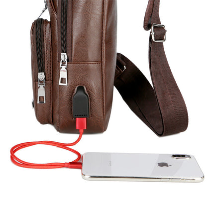 USB Portable Charging Chest Bag – Anti-Theft Crossbody Messenger Sling with Built-In USB Port