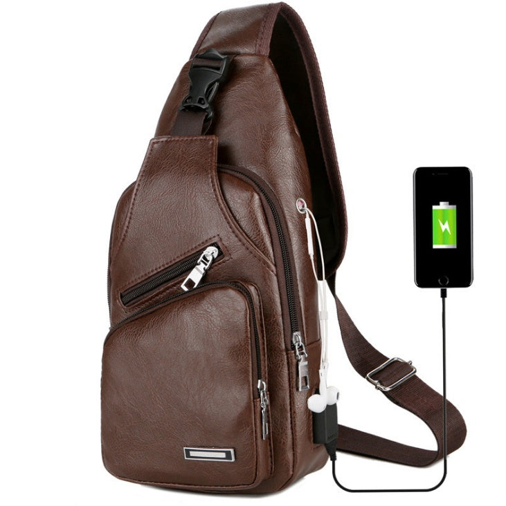 USB Portable Charging Chest Bag – Anti-Theft Crossbody Messenger Sling with Built-In USB Port