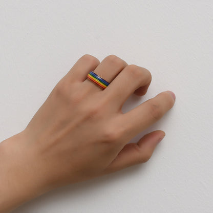 Same Sex Rainbow Ring 18K Gold Plated Cheerleader Ring