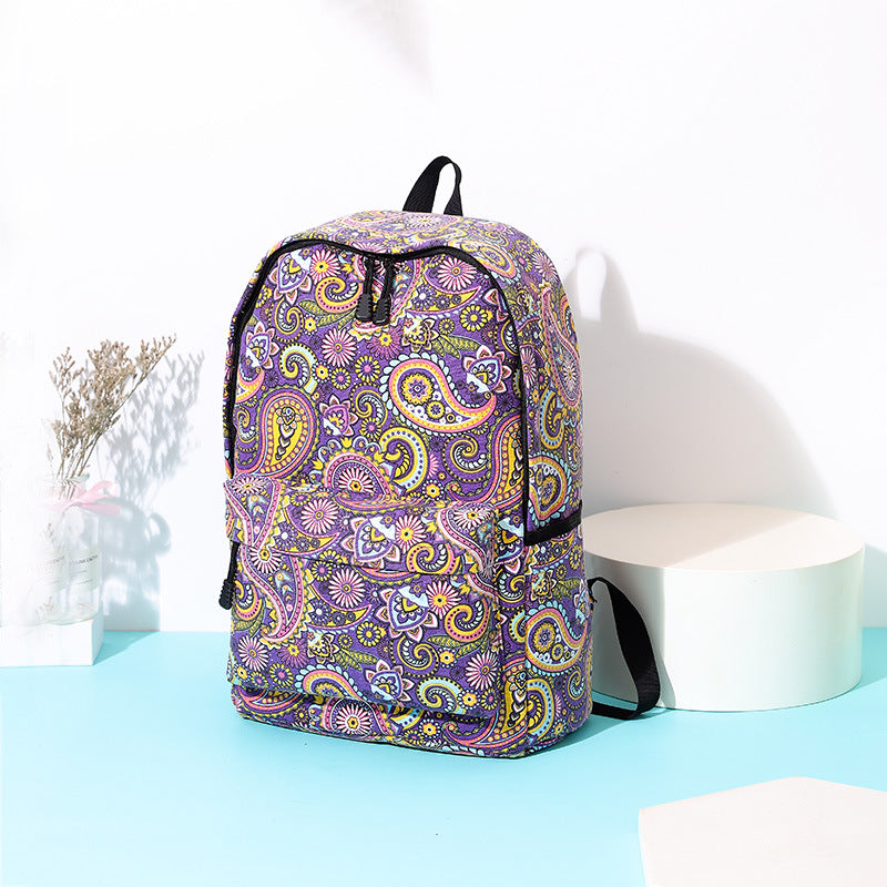 Printed canvas backpack