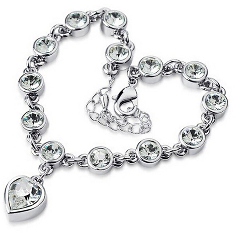 Crystal peach heart sparkling diamond all-match bracelet