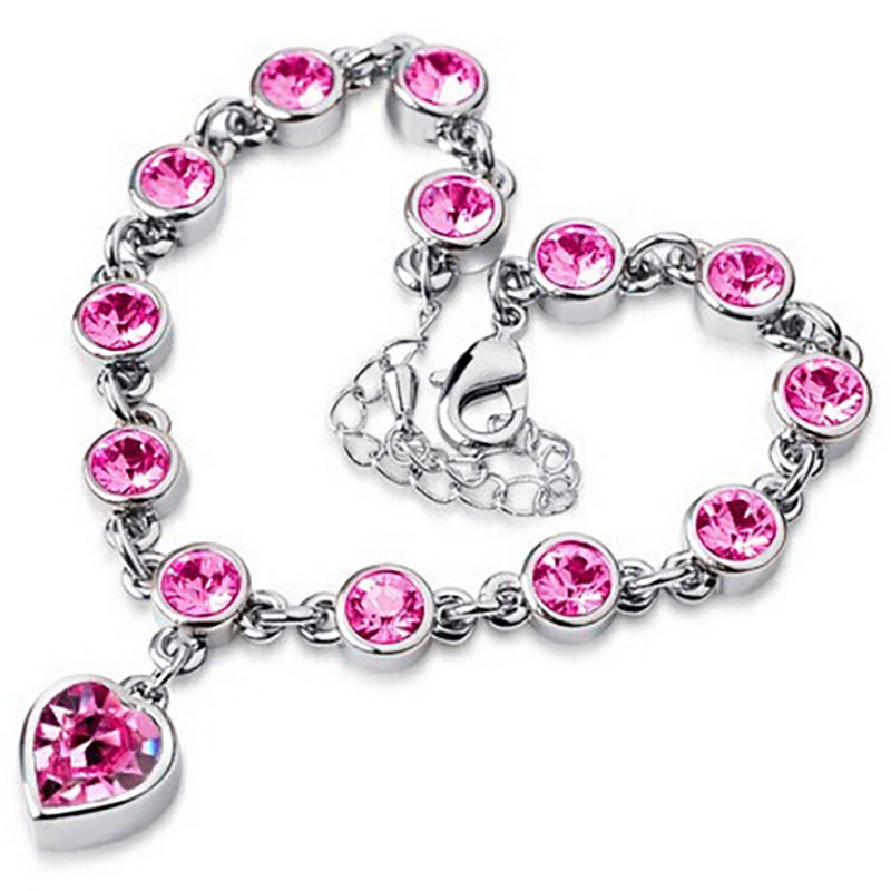 Crystal peach heart sparkling diamond all-match bracelet