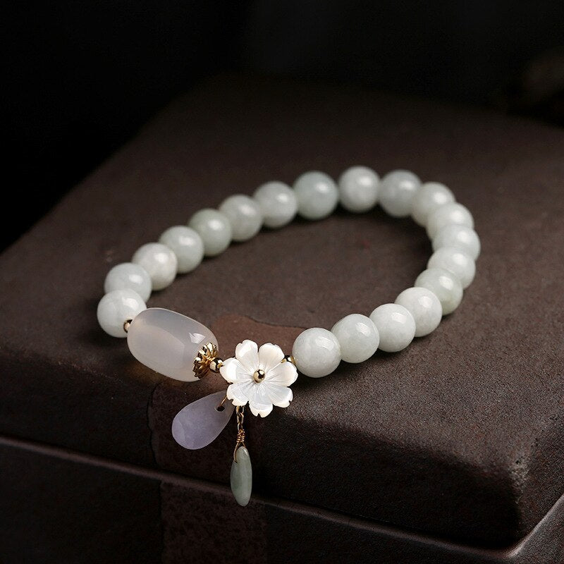 Shell flower jade water drop bracelet