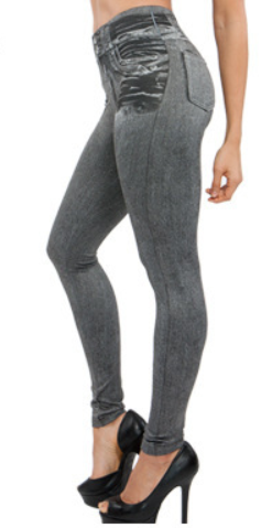 Fake Pocket Corset  Denim Leggings