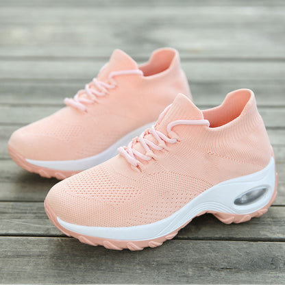 Women's Flying Knit Sports Shoes with Sock-Like Fit and Shaking Sole