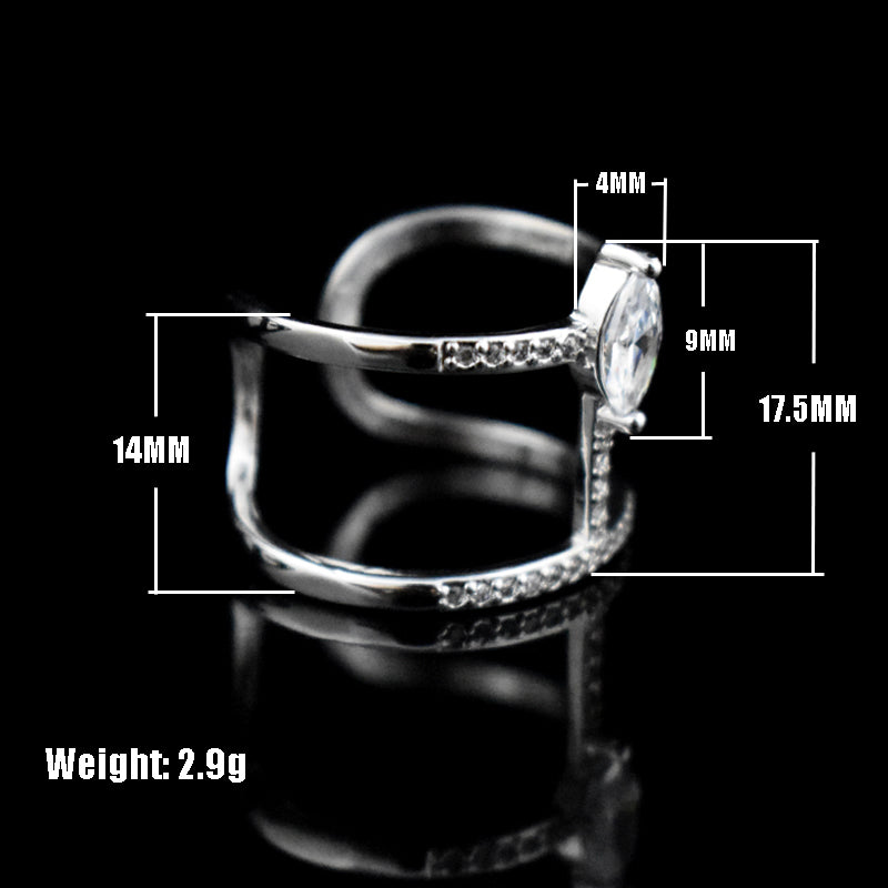 Double Layer Ring With Zircon Super Sparkling Fashion