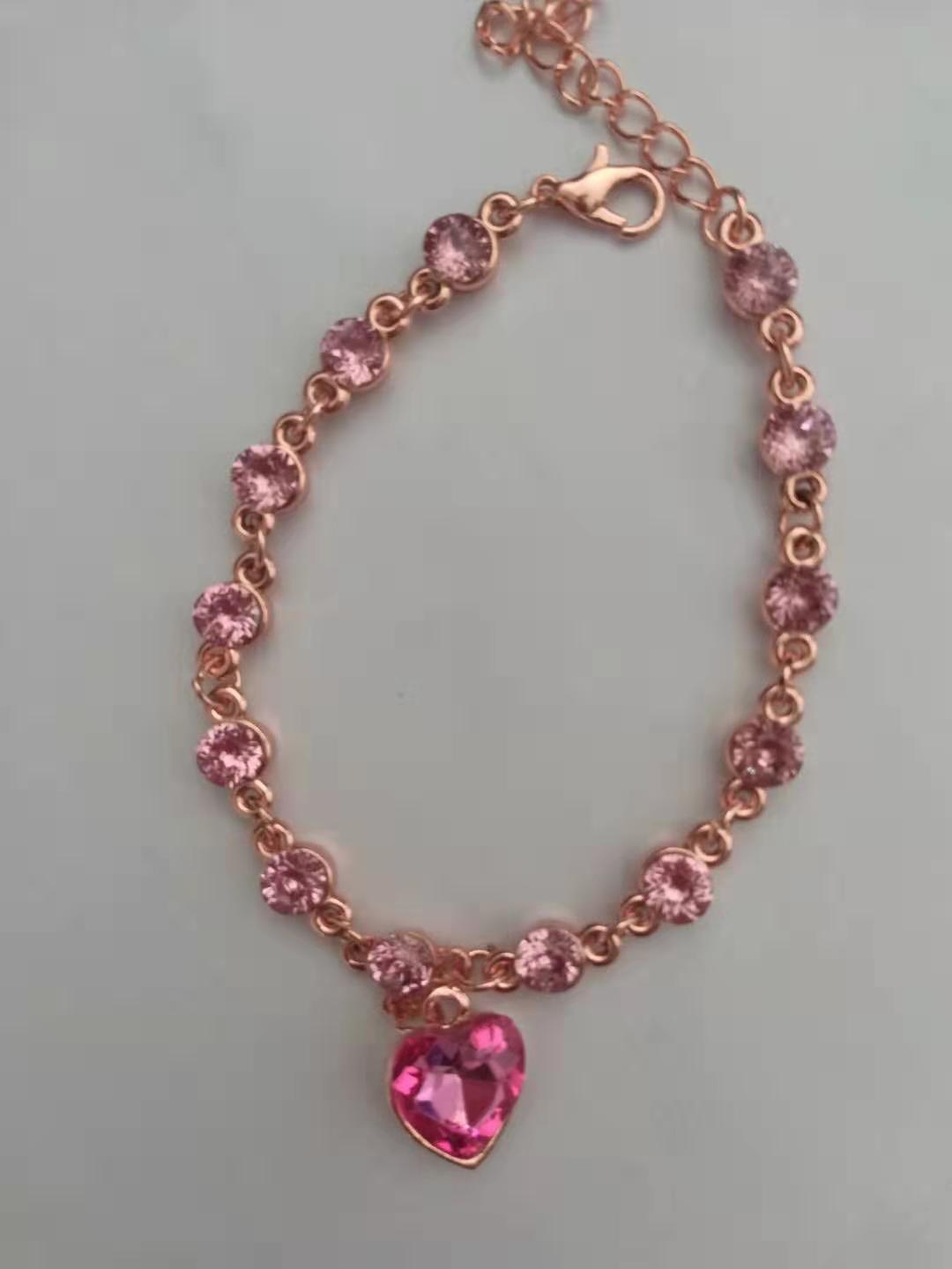 Crystal peach heart sparkling diamond all-match bracelet