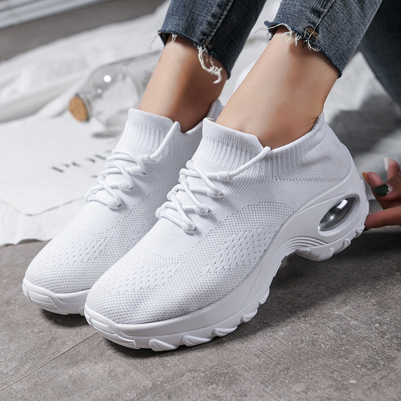 Women's Flying Knit Sports Shoes with Sock-Like Fit and Shaking Sole