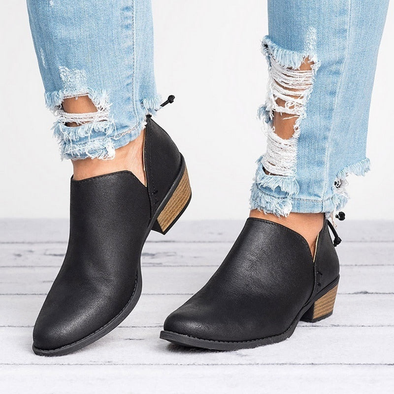 Women's Retro High Heel Ankle Boots – Faux Suede Autumn Shoes